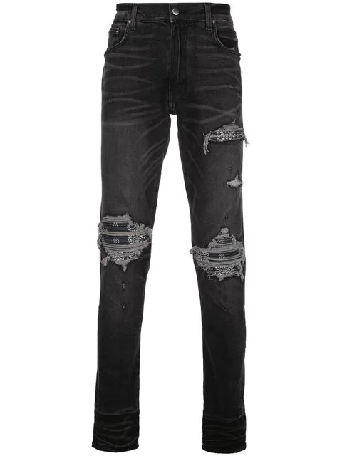 Amiri Mx1 Bandana Jeans In Dark Grey | ModeSens