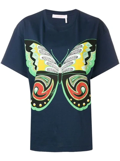 See By Chloé Butterfly Print T In Blue