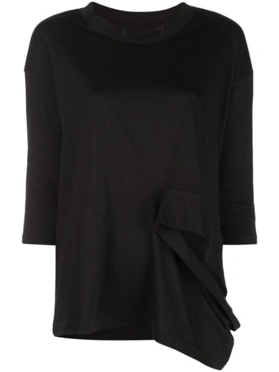 Yohji Yamamoto Asymmetric Top With Cut Out Details In Black
