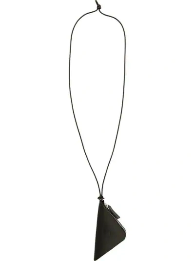 Yohji Yamamoto Zip Around Wallet Necklace In Black