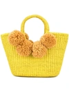 Sensi Studio Pompoms Tote Bag In Yellow
