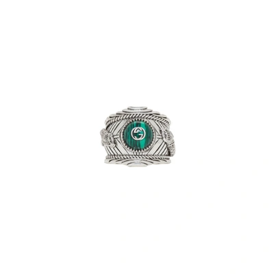 Gucci Silver Garden Logo Ring In Metallic