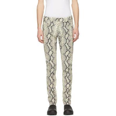 Alyx Slim-fit Snake-print Leather Trousers In 002 Gray