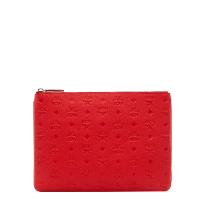 Mcm Klara Monogram Calfskin Leather Crossbody Pouch - Red In Viva Red