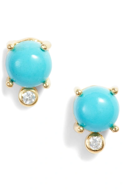 Argento Vivo Stone & Cubic Zirconia Stud Earrings In Turquoise/ Gold