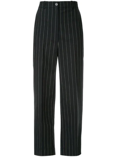 Nehera Publyn Pinstripe Canvas Trousers In Black