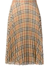 Burberry Check Pleated Skirt - Neutrals