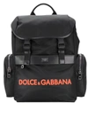 Dolce & Gabbana Nylon Backpack With Rubber Logo In Black