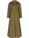 Jacquemus Belted Printed Cotton And Linen-blend Trench Coat In Green