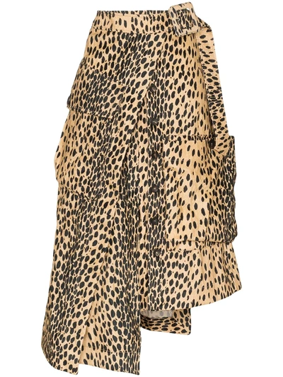 Jacquemus Thika Leopard-print Cotton-blend Midi Skirt In Brown