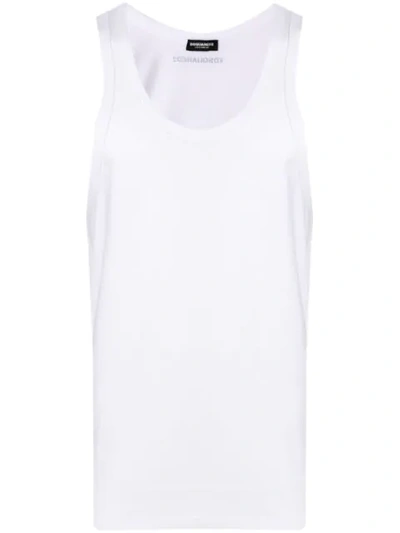 Dsquared2 Scoop Neck Sleeping Tank Top In White
