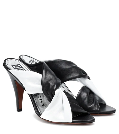 Givenchy Knotted Two-tone Leather Mules In Black/ White