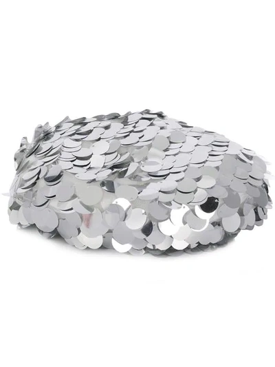 Maison Michel Sequin Billy Hat In Silver