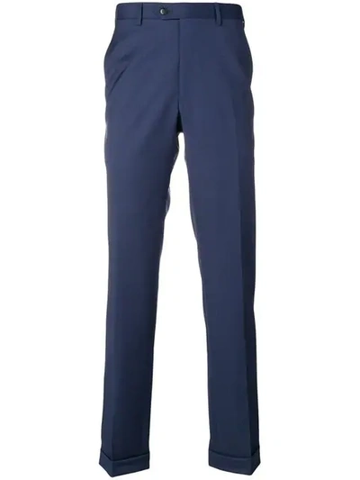 Brioni Tailored Straight Leg Trousers In Blue