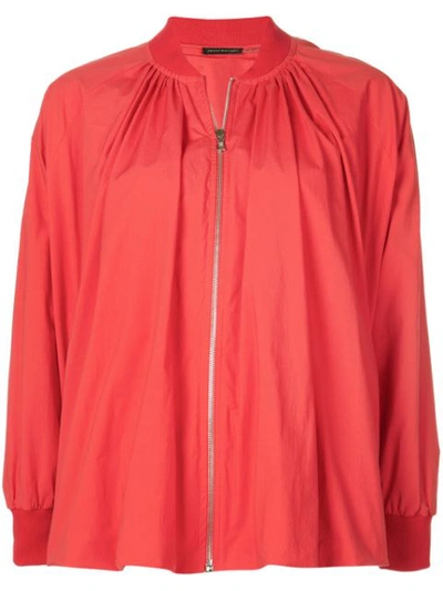 Josie Natori Loose Bomber Jacket In Red