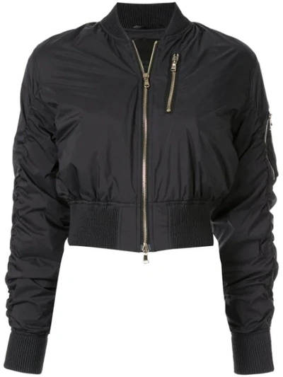 Tatras Cropped Bomber Jacket In Black