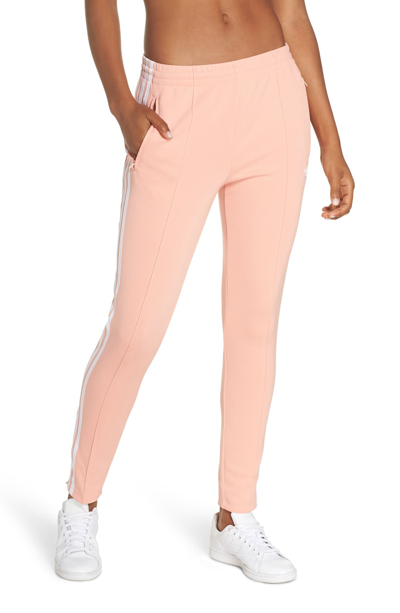 dust pink adidas track pants