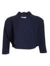 Lela Rose Scalloped Knit Bolero In Navy