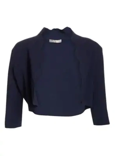 Lela Rose Scalloped Knit Bolero In Navy