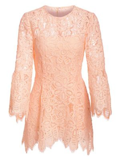 Lela Rose Women's Bell Sleeve Corded Lace Blouse In Blush