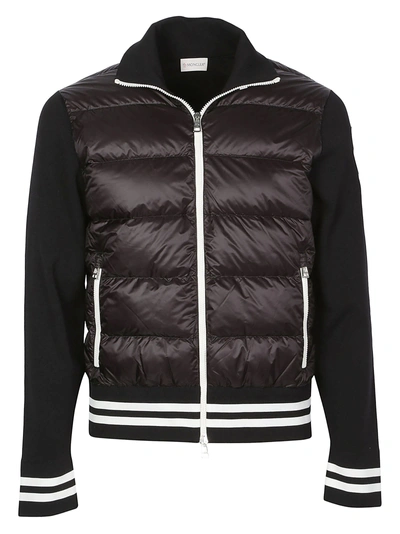 Moncler Padded Knitted Jacket In Black