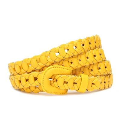 Jacquemus La Ceinture Tressée Leather Belt In Yellow