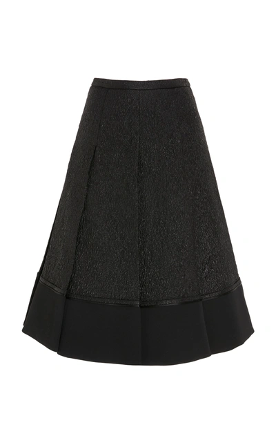 Rochas Pleated Matelasse Wool Skirt In Black