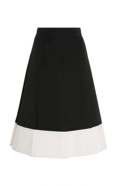 Rochas Pleated Matelasse Wool Skirt In Black/white