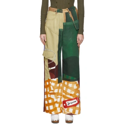 Jacquemus High-waisted Wide-leg Patchwork Cargo Pants In Print