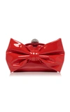 Alessandra Rich Large Patent Leather Bow Bag In Red
