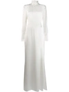 Alessandra Rich Crystal Embellished Silk Satin Gown In White