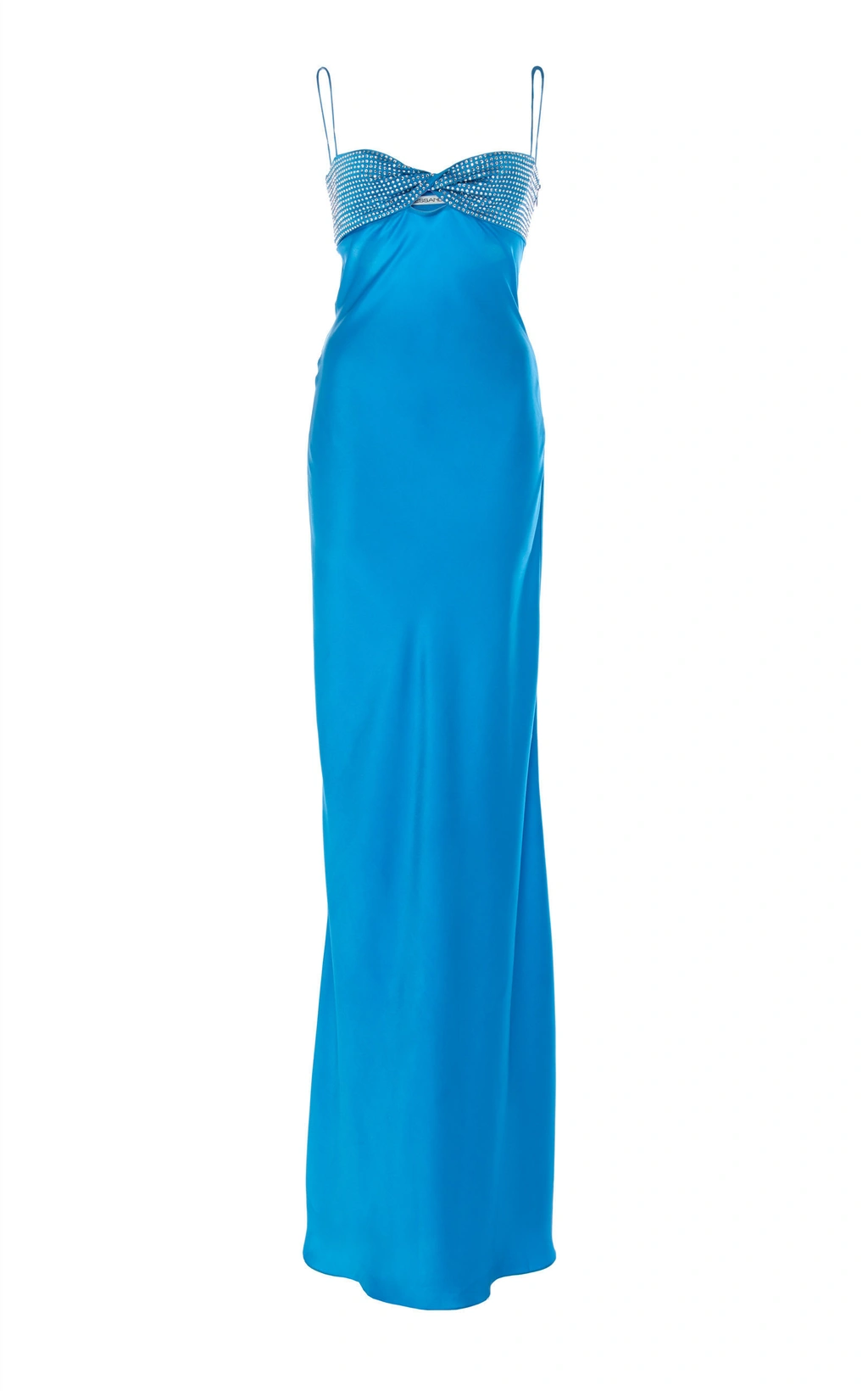 Alessandra Rich Crystal Embellished Silk Satin Gown In Blue | ModeSens