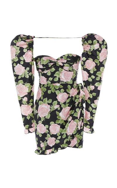 Alessandra Rich Floral-print Silk-taffeta Mini Dress