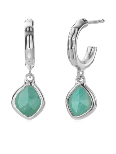 Monica Vinader Siren Sterling Silver And Amazonite Hoop Earrings In Silver