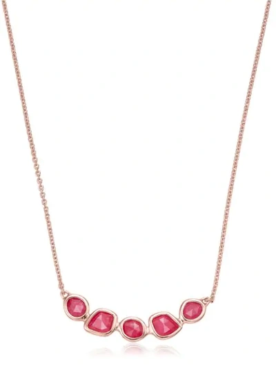 Monica Vinader Mini Nugget Cluster 18ct Rose-gold Vermeil And Pink Quartz Necklace In R Gold