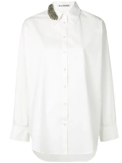 Acne Studios Beaded Feather Shirt In White