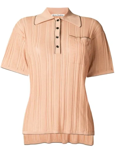 Acne Studios Karina Ribbed Cotton-blend Polo Shirt In Wheat Beige