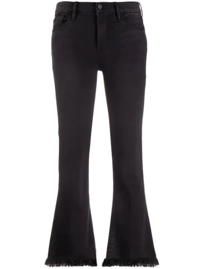 Frame Cropped Flared Jeans In Black