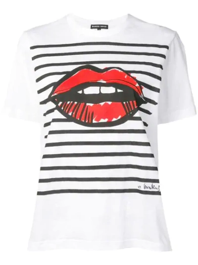 Markus Lupfer Lips And Stripes T-shirt In White
