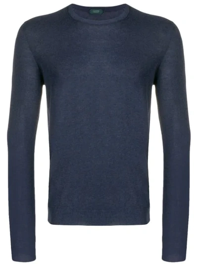 Zanone Round Neck Jumper In Blue