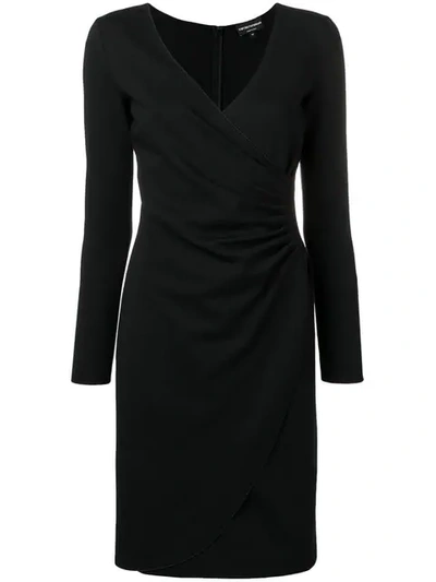 Emporio Armani Wrap Front Dress In Black