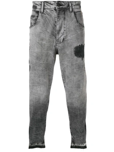 Thom Krom Cropped Distressed Jeans In Grey