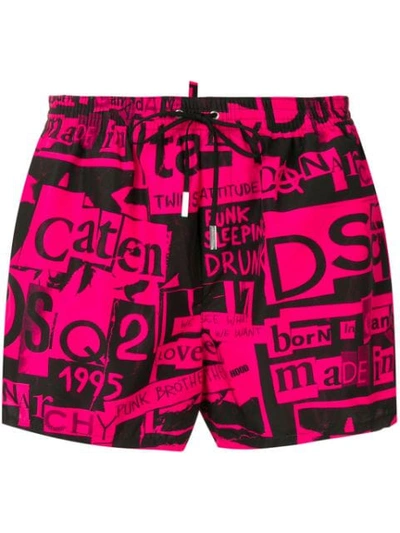 Dsquared2 Multi Print Swim Shorts In Pink