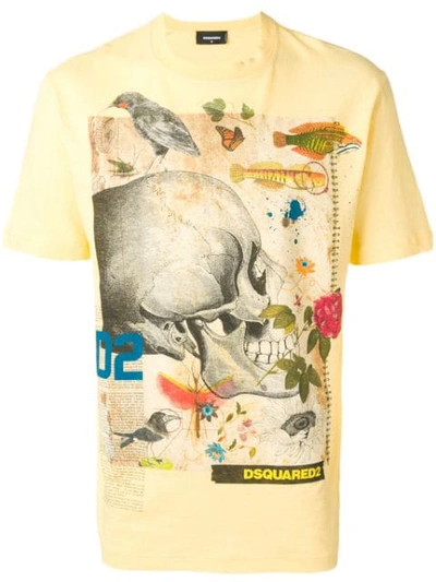 Dsquared2 Anatomical Print T-shirt In Yellow