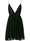 Saint Laurent Pleated Mini Dress - Black