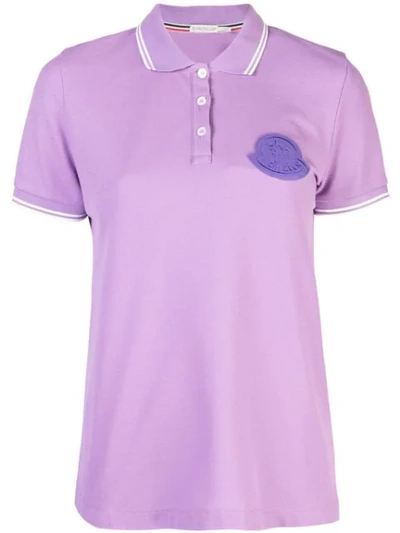 Moncler Logo Patch Polo Shirt In Purple