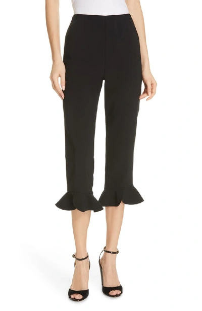 Alice And Olivia Alice + Olivia Alena Ruffle Hem Cropped Pants In Black