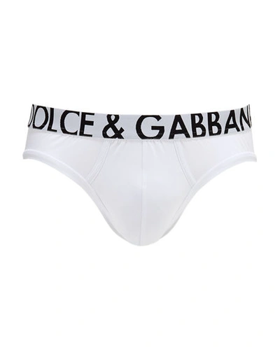 Dolce & Gabbana Men's Midi Logo-waist Briefs In White