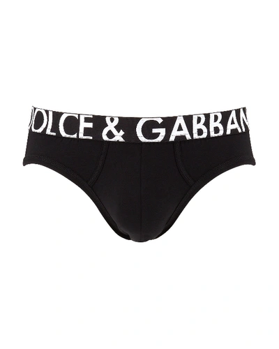 Dolce & Gabbana Men's Midi Logo-waist Briefs In Black