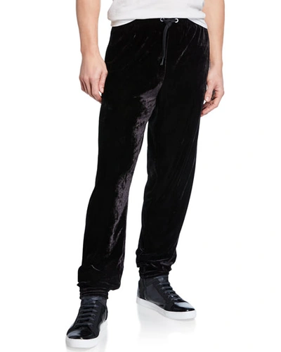 Versace Men's Velvet Jogger Pants In Black
